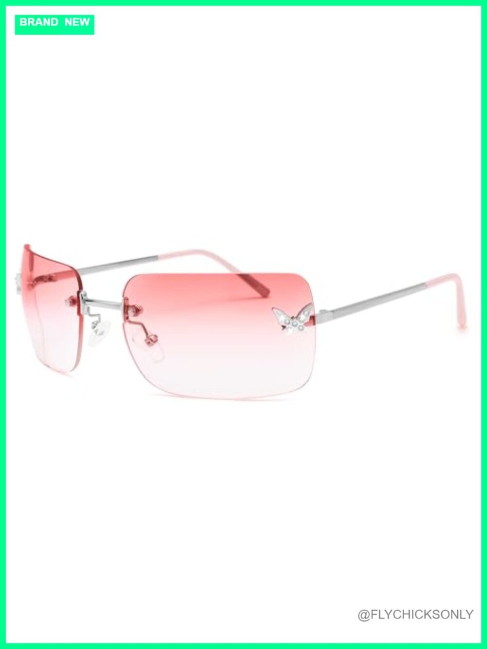 Y2K Rimless Sunglasses Spring Hinge UV400 Rave